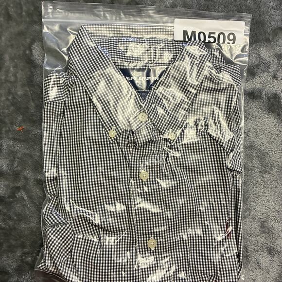 Ralph Lauren Golf Shirt Mens Large White/Black Gingham Button Down Short Sleeve - Picture 8 of 8